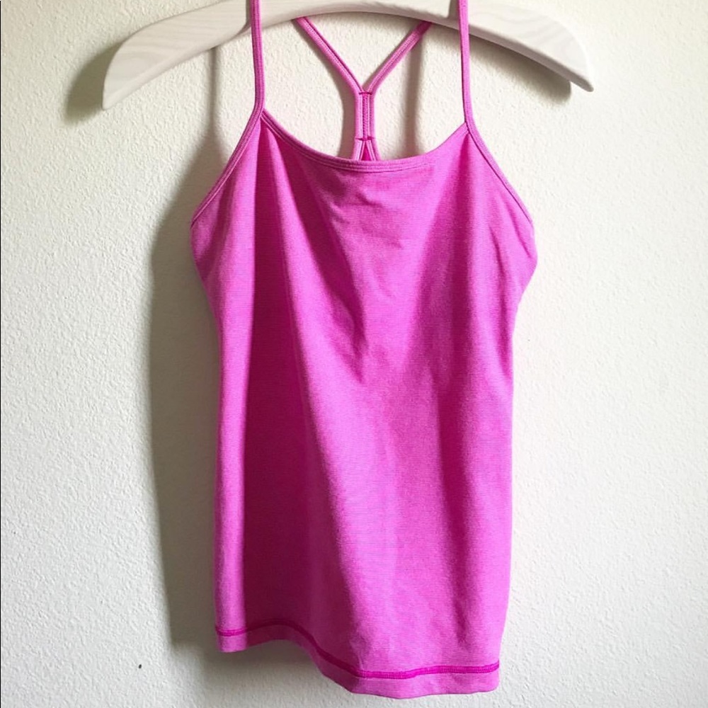 Lululemon Power Y Tank in Paris Pink Microstripe